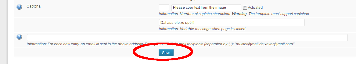 the save button
